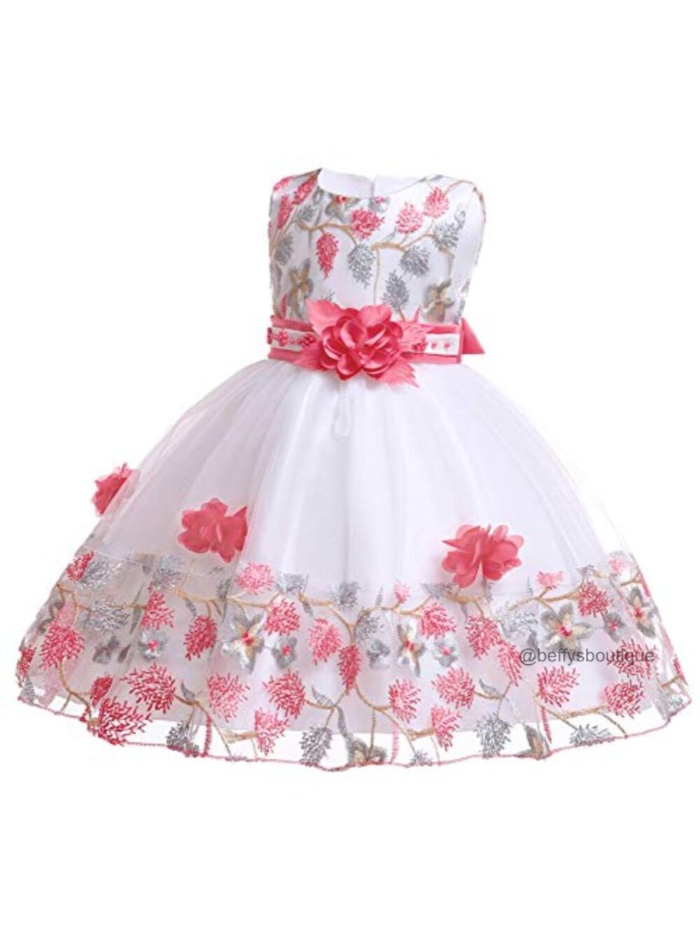 Girls Formal Lace Dress Flower Embroidery Pageant Wedding Party Gown